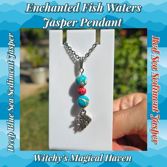 Enchanted Fish Waters Jasper Gemstone Pendant - Picture 5 of 5